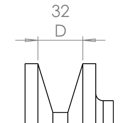 32 mm széles ékprofilban futó szíjak